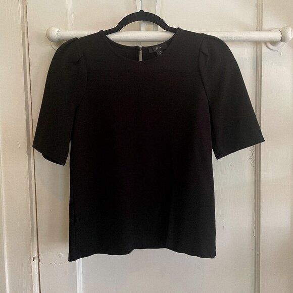 J.Crew Puff-Sleeve Ponte Top | Black| X-Small | NWOT - Picture 1 of 6